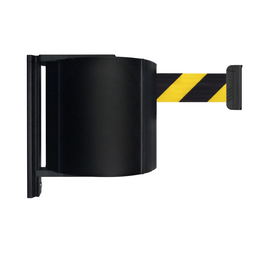 Produktabbildung: Absperr-Wandgurt XXL mit magnetischem Endstück, Länge 10 m, schwarz / gelb diagonal gestreift