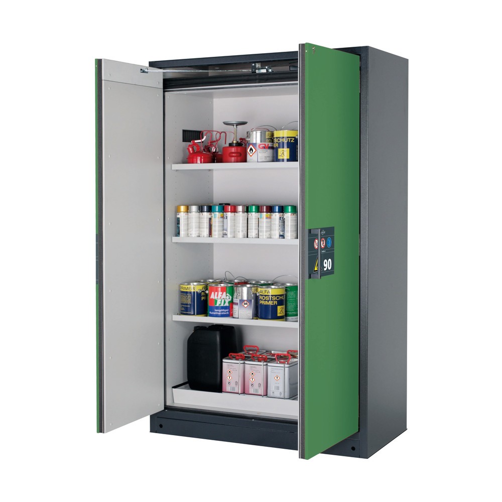 Produktabbildung: asecos® Brandschutzschrank Q-PEGASUS/Typ 90, 3 Fachböden, HxBxT 1.953 x 1.193 x 615 mm, resedagrün