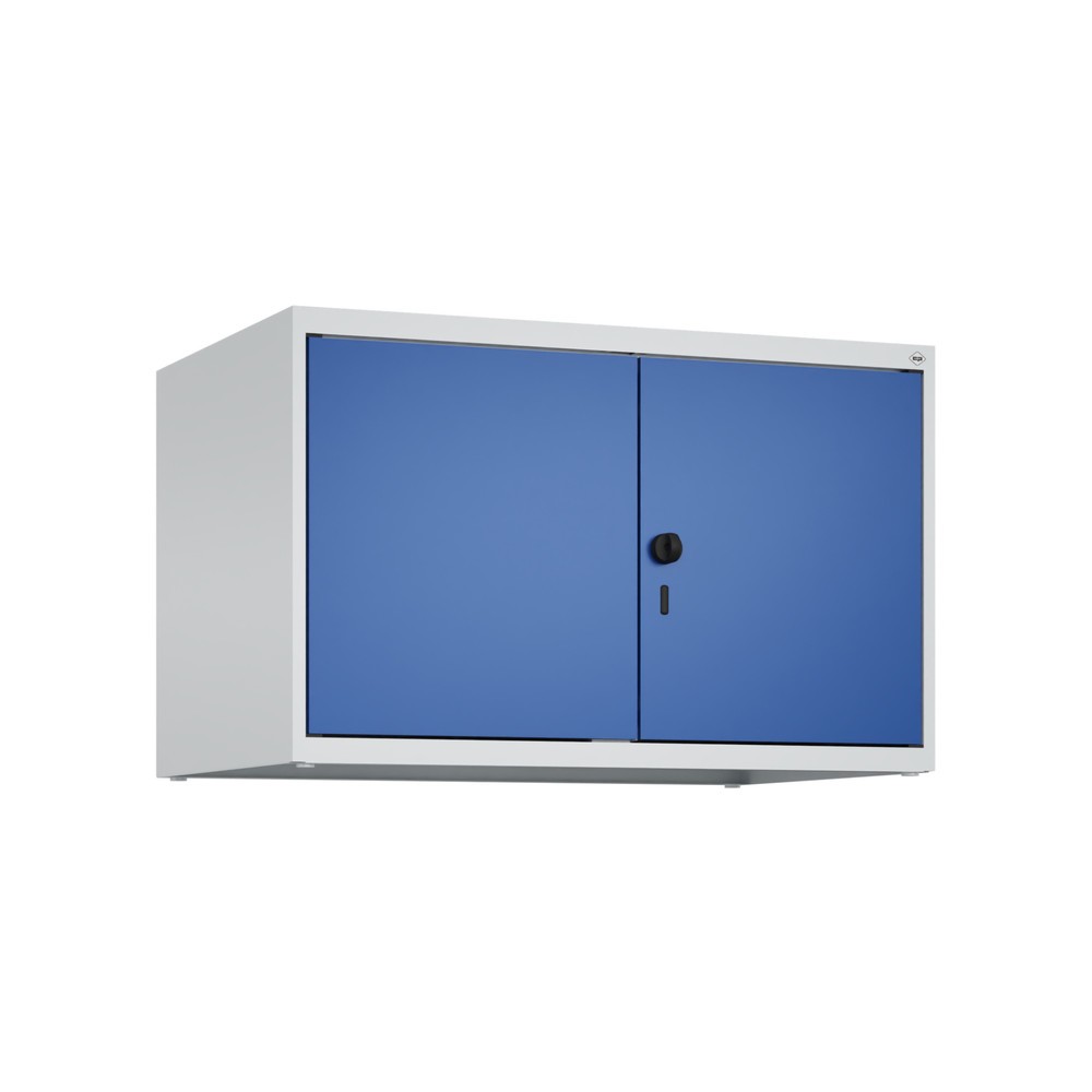 Produktabbildung: C+P Aufsatzschrank für Kleiderspind Serie Classic PLUS, 2 Abteile mit Trennwand, Breite 400 mm, lichtgrau, enzianblau, für Vorhängeschloss