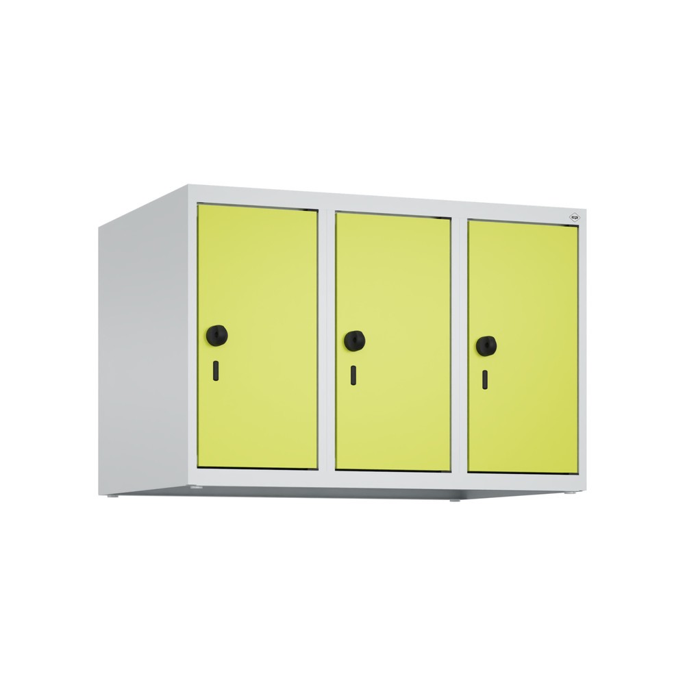 Produktabbildung: C+P Aufsatzschrank für Kleiderspind Serie Classic PLUS, 3 Abteile Breite 250 mm, lichtgrau, clowngrün, für Vorhängeschloss