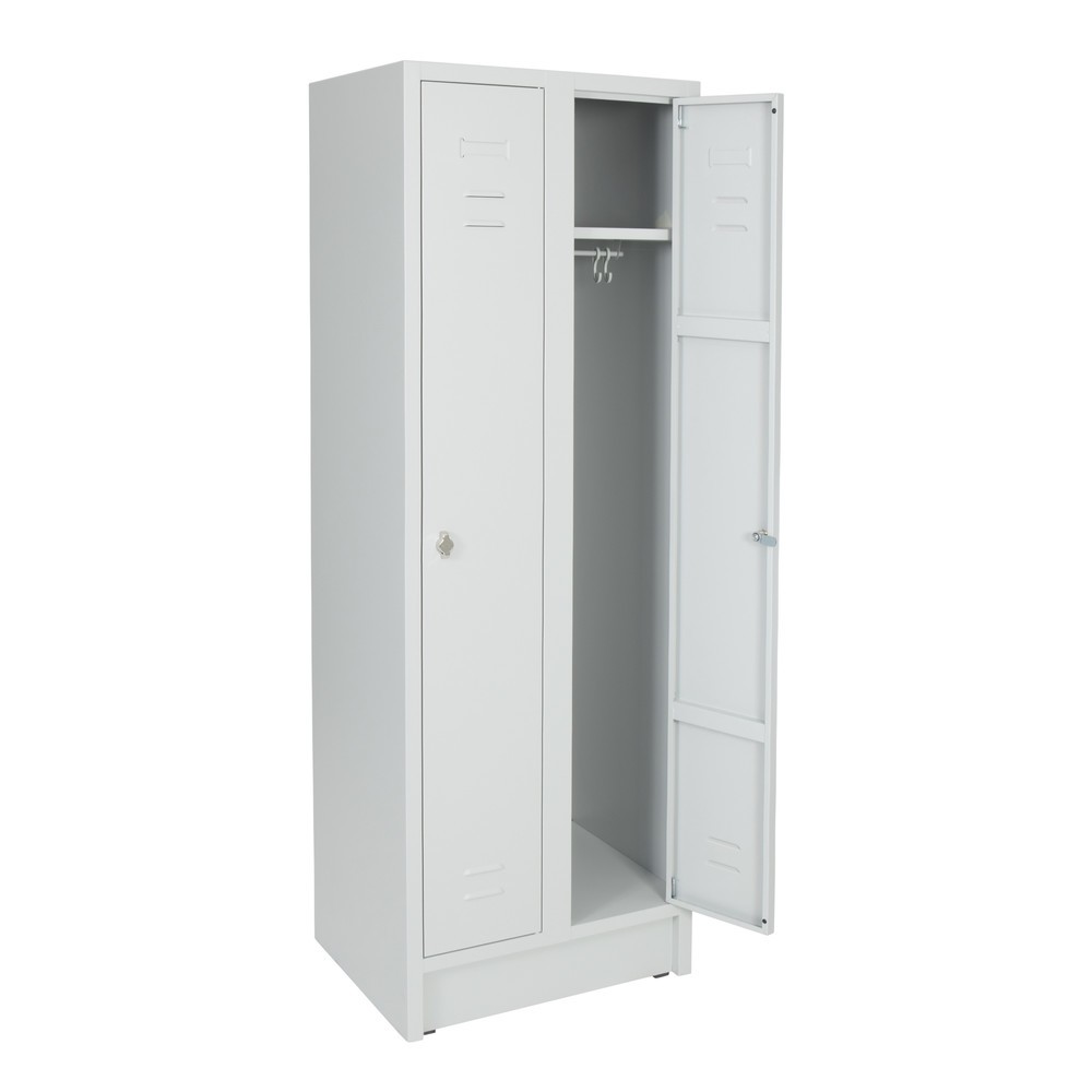 Produktabbildung Nr. 1: CEHA Kleiderspind  mit Sitzbank HG-SB-1, Drehriegelverschluss, 2 Abteile, HxBxT 1.800 x 600 x 500 mm, lichtgrau