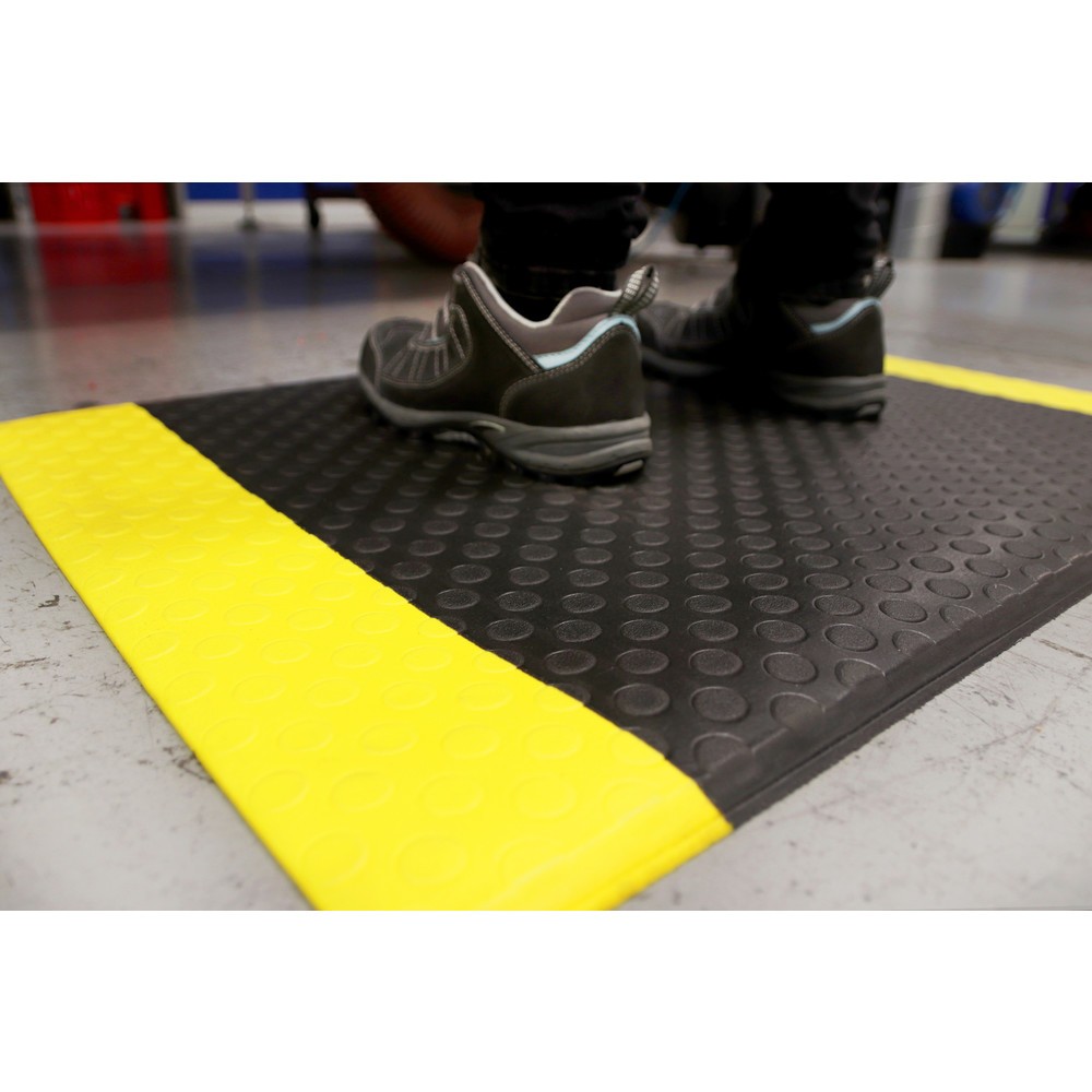 Produktabbildung: COBA Anti-Ermüdungsmatte Orthomat® Dot, 1-lagig, schwarz/gelb, BxL 900 x laufender Meter