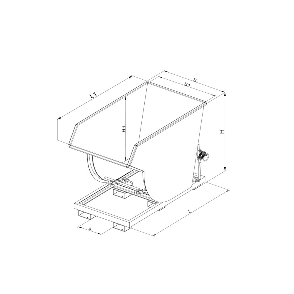 Produktabbildung Nr. 3: Eichinger® Kippbehälter in hoher Bauhöhe, 3500 kg, 2500 Liter, reinorange
