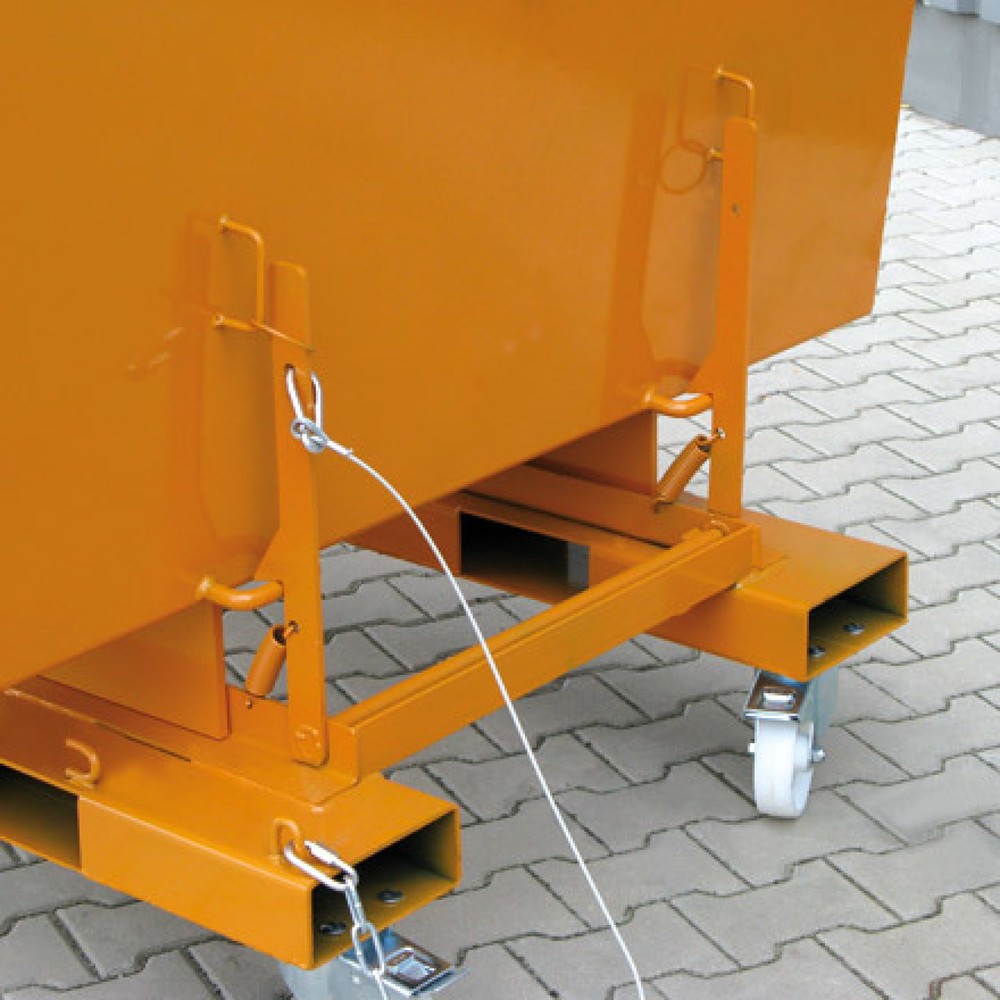 Produktabbildung Nr. 4: Eichinger® Kippbehälter in hoher Bauhöhe, quer zur und in Fahrtrichtung kippbar, 1000 kg, 600 Liter, reinorange