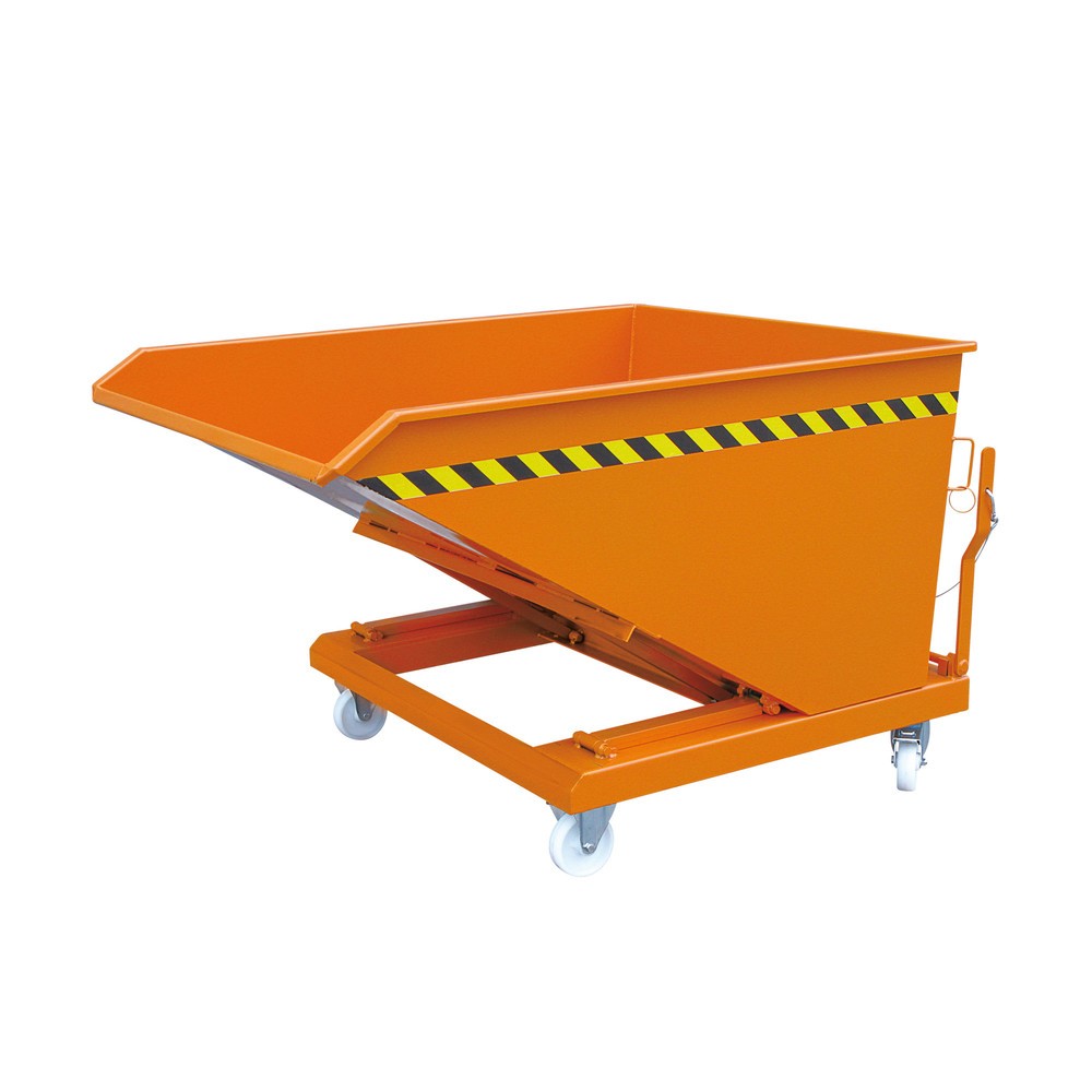 Produktabbildung: Eichinger® Kippbehälter in niedriger Bauhöhe, 1000 kg, 400 Liter, reinorange