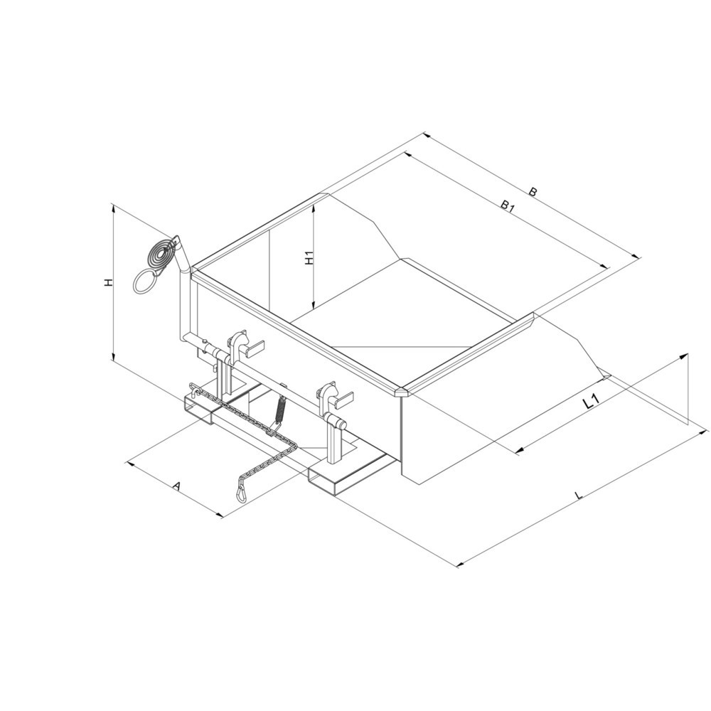 Produktabbildung Nr. 3: Eichinger® Schaufel mit Staplergabel-Durchschub, 3000 kg, 1000 Liter feuerverzinkt