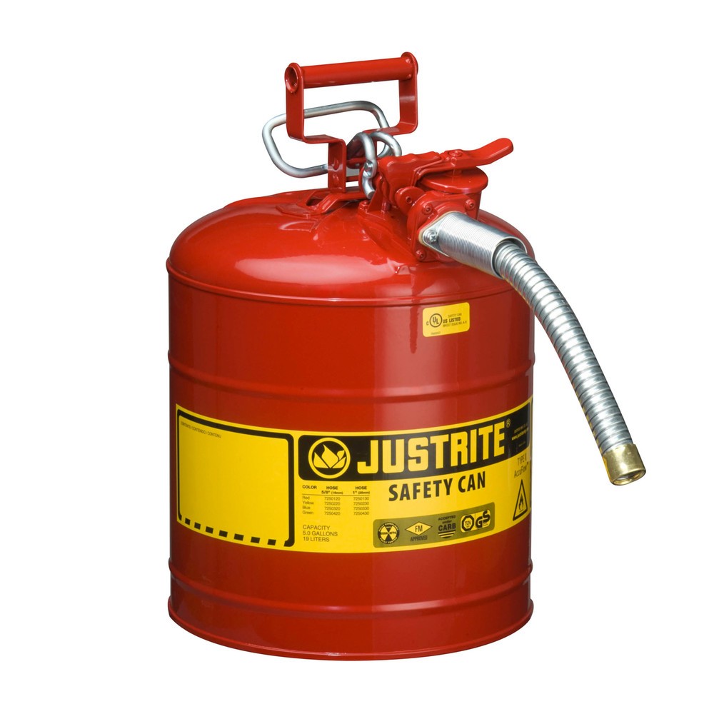 Produktabbildung: Justrite® Sicherheitsbehälter Typ II AccuFlow™, Metallschlauch, rot, 19 Liter
