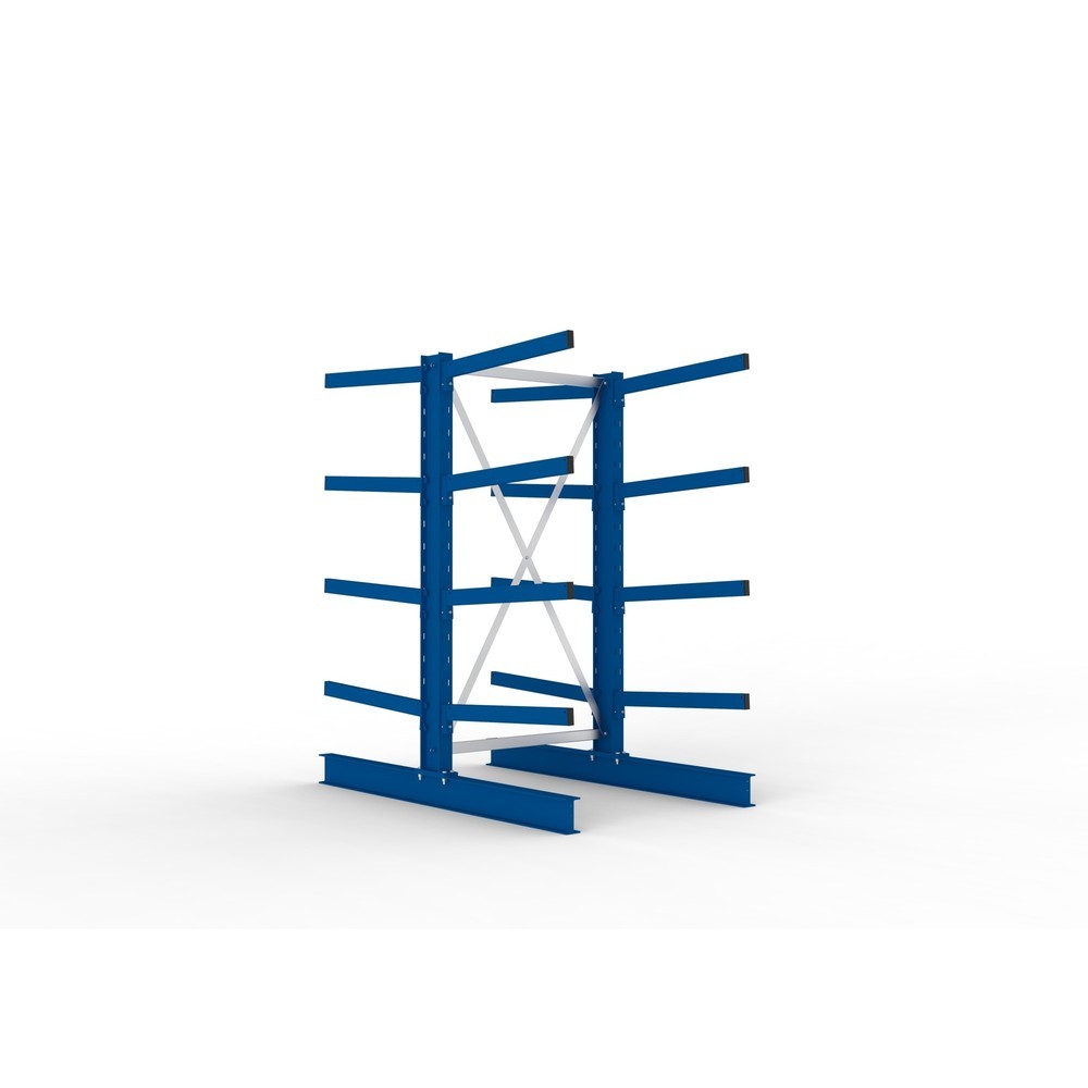 Produktabbildung: META Kragarmregal Grundfeld, doppelseitig, Tragkraft pro Arm 250 kg, HxBxT 2.000 x 1.103 x 1.840 mm