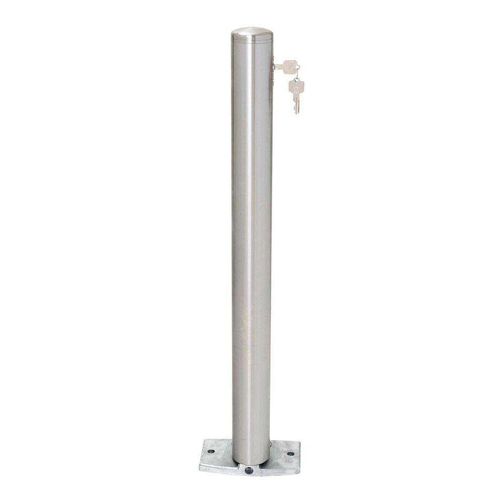 Produktabbildung: MORAVIA Edelstahlpoller MILANO, zum Aufdübeln, umlegbar, mit Zylinderschloss, HxØ 925 x 76 mm