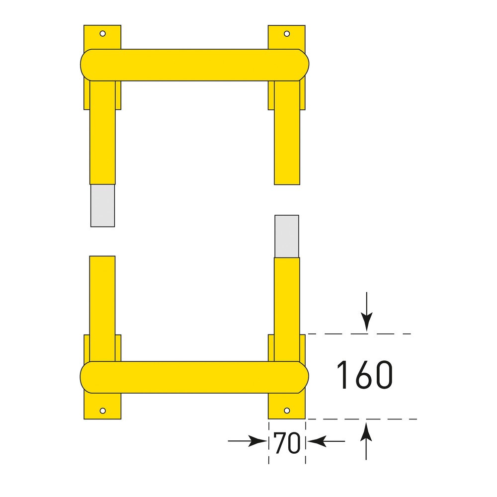 Produktabbildung Nr. 4: MORAVIA Rammschutzbügel für Säulen, Außenbereich, winkelförmig, HxBxT 600 x 620 x 620 mm