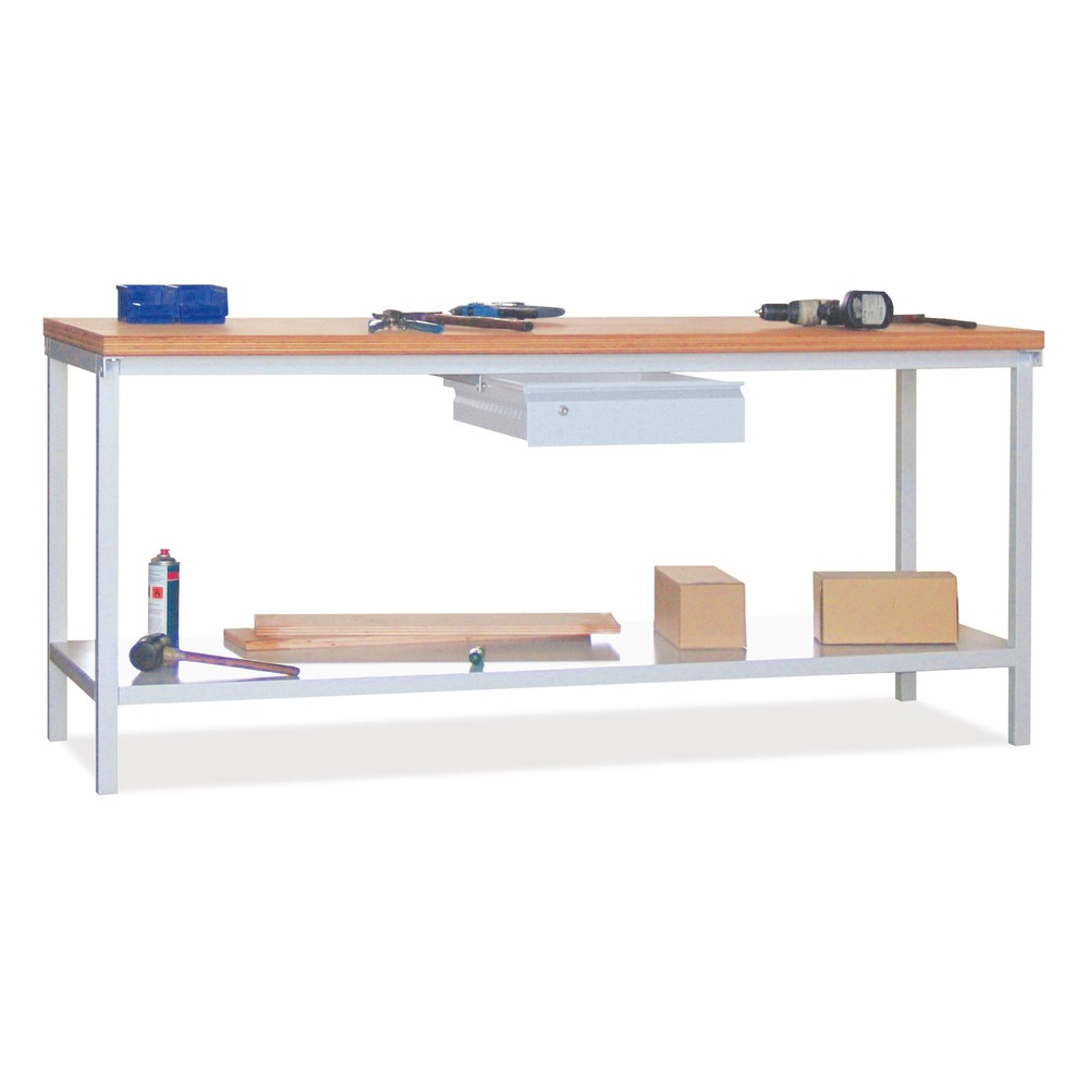 Produktabbildung Nr. 3: PAVOY Werktisch mit Schublade + Ablageboden, HxBxT 900 x 2.000 x 700 mm, anthrazitgrau, lichtgrau