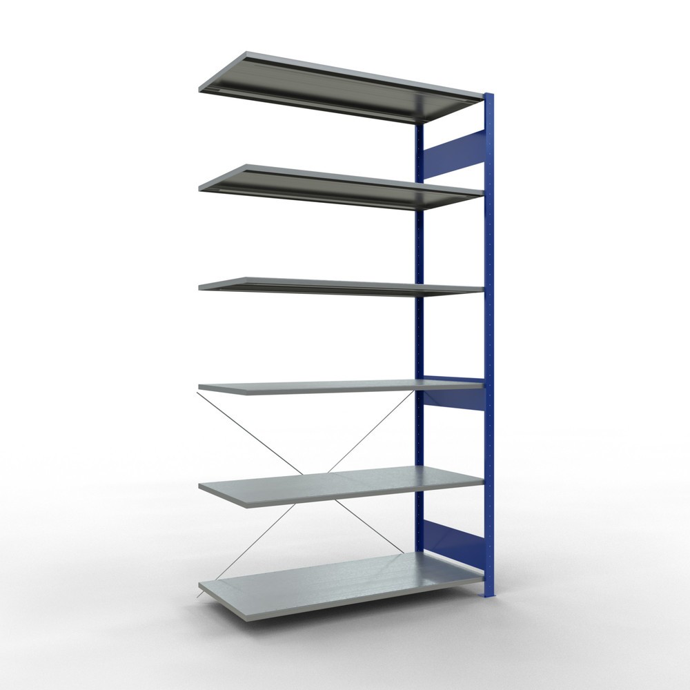 Produktabbildung: SCHULTE Fachbodenregal, AF, enzianblau/verzinkt, FL 150 kg, HxBxT 2.500 x 1.300 x 600 mm
