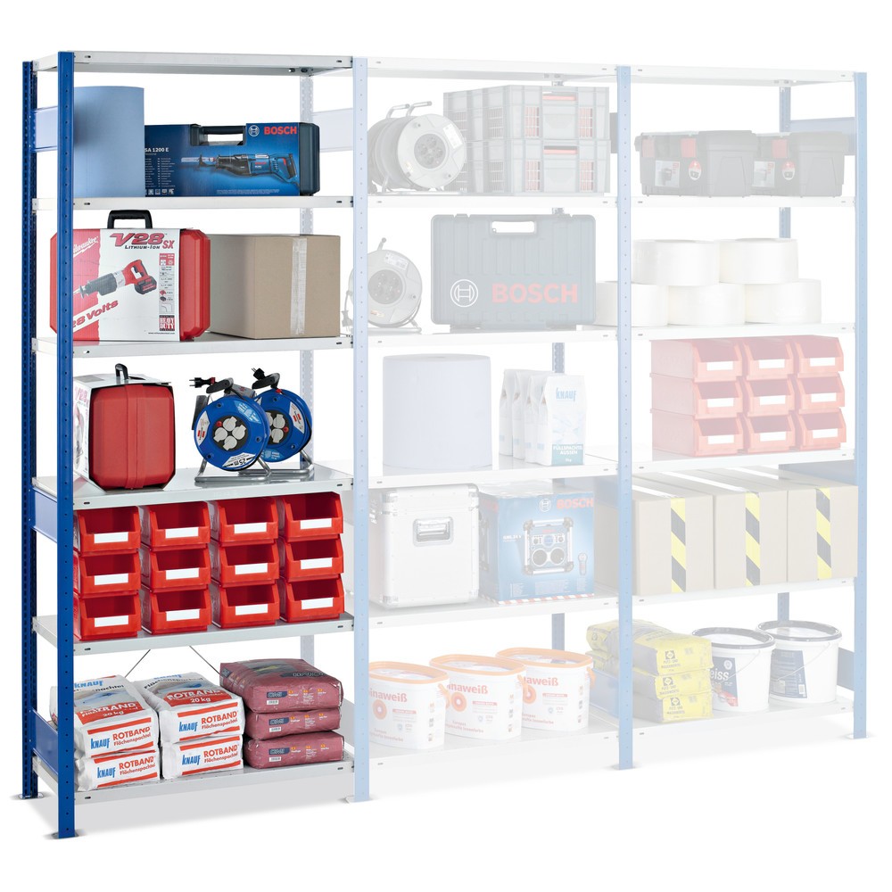 Produktabbildung: SCHULTE Fachbodenregal, AF, FL 150 kg, enzianblau/lichtgrau, HxBxT 2.500 x 1.000 x 400 mm
