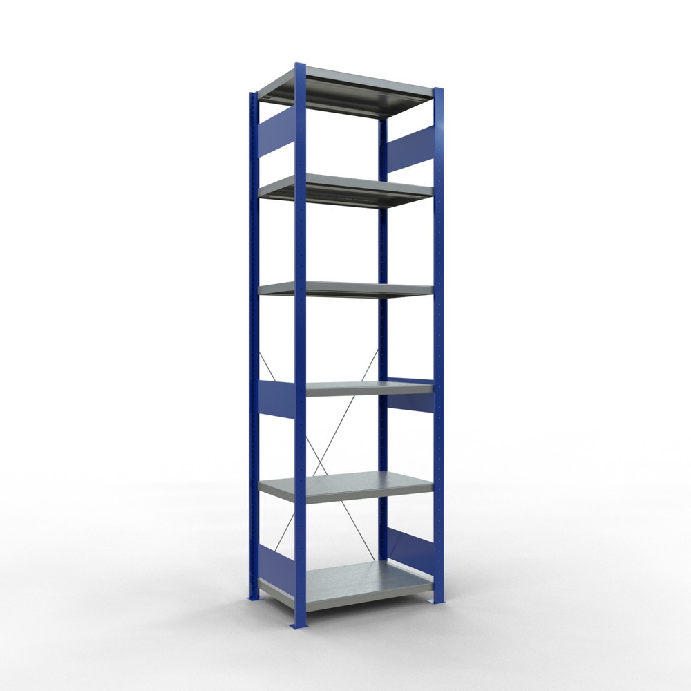 Produktabbildung: SCHULTE Fachbodenregal, enzianblau/verzinkt, Fachlast 250 kg, HxBxT 2.500 x 810 x 536 mm