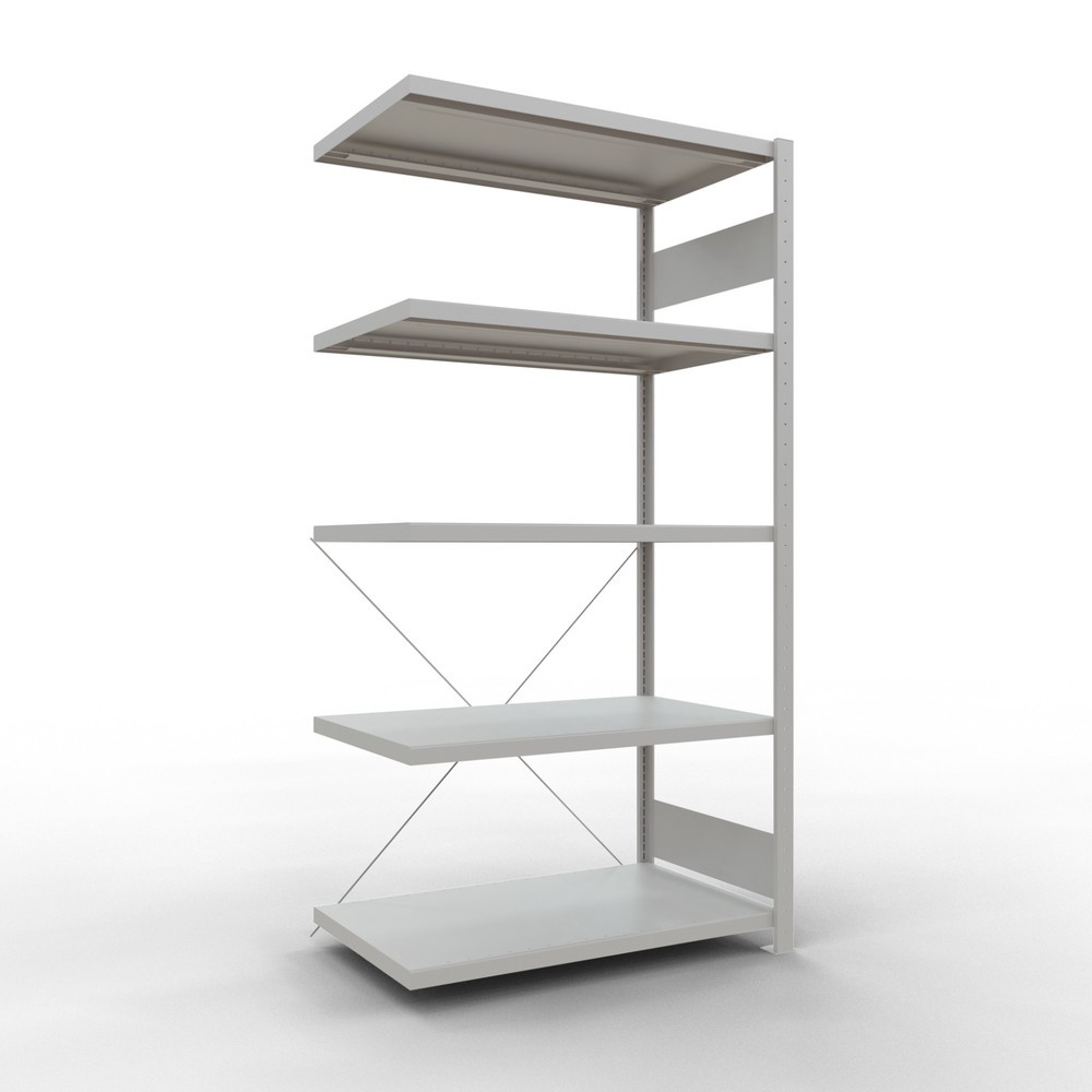 Produktabbildung: SCHULTE Fachbodenregal Steckmontage, AF, FL 330 kg, lichtgrau, HxBxT 2.000 x 1.000 x 600 mm